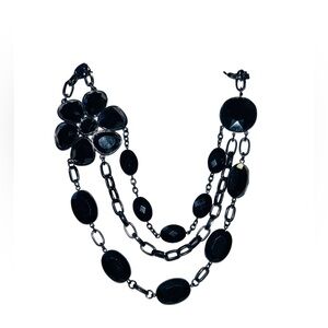 Beautiful BLACK FLORAL Statement Necklace Goth EMO